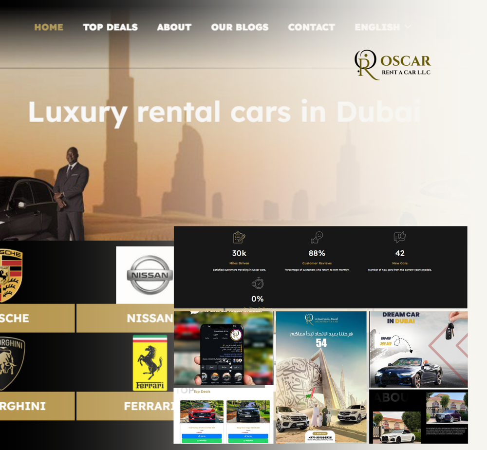 Oscar Rent A Car paid media performance, web development, and social media advertising case study by Optival Media - paid advertising agency