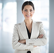 Confident female business client sharing a positive review of Optival Media digital marketing services